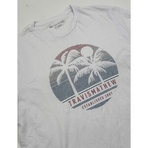Travis‎ Mathew Men's M Cotton White Graphic Short Sleeve T-Shirt